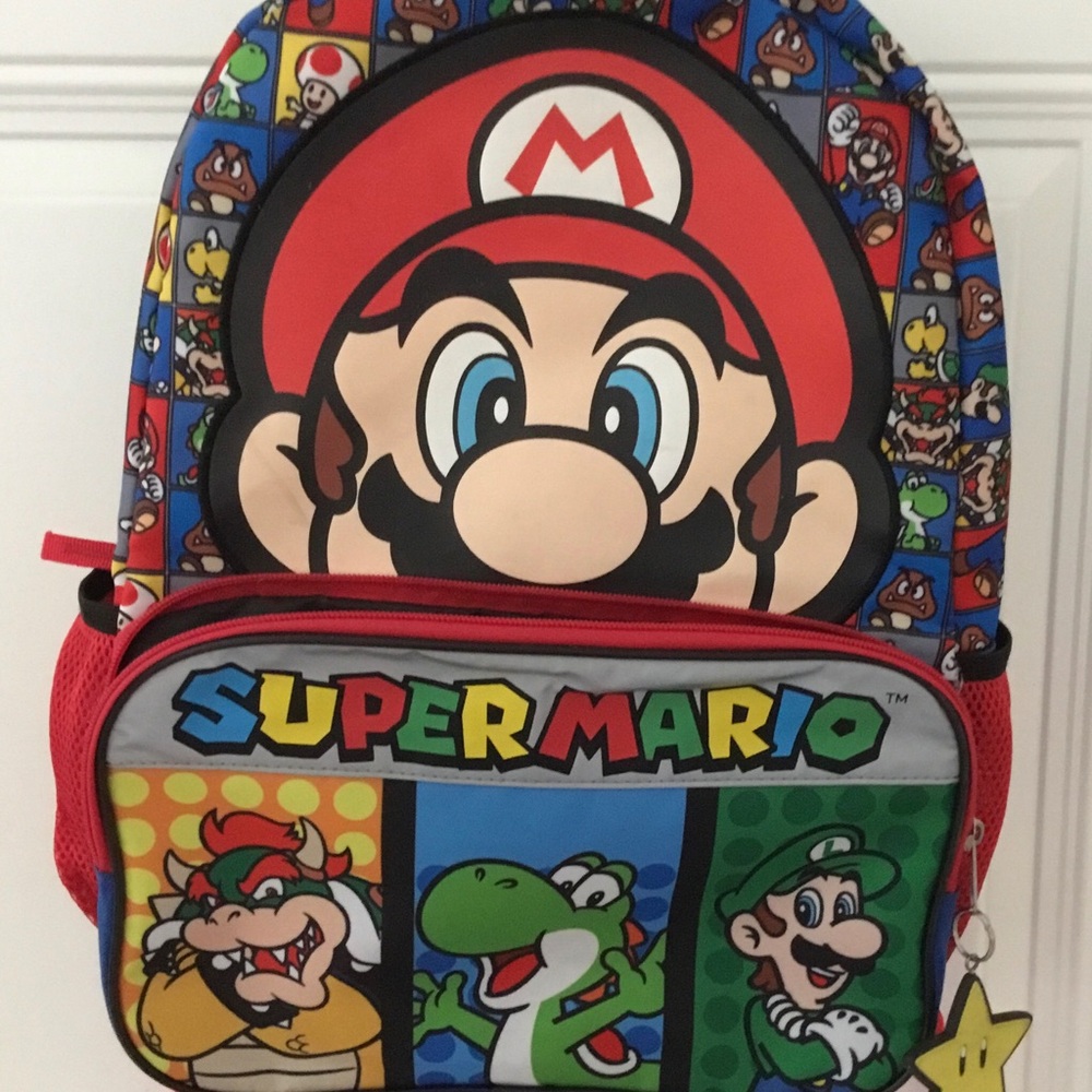 Super Mario Kids Backpack - Red Blue Multicolor